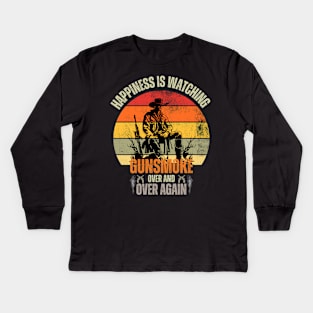 Happiness, Is Watching Gun-smoke Over And Vintage Cowboys Kids Long Sleeve T-Shirt